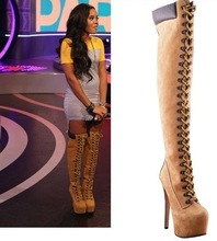 Suede High Thigh Lace Up Boot